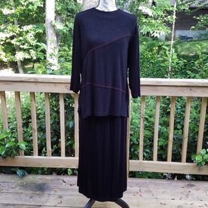 CitiKnits, 2 pc Black top & skirt set size L